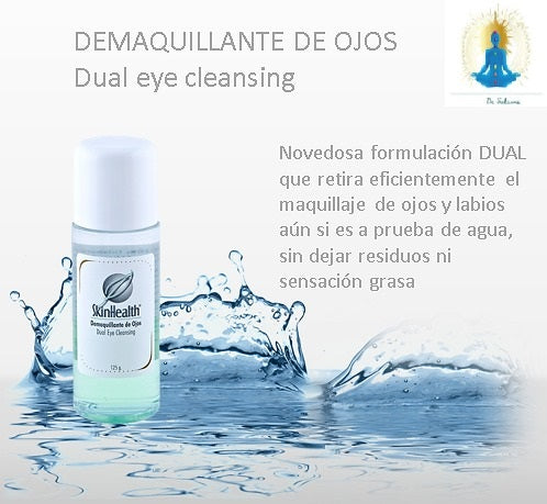 La formula miscelar dual desmaquillante de ojos de SkinHealth (Dual eye cleansing) retira eficientemente el maquillaje de ojos y labios aún si es a prueba de agua, sin dejar residuos ni sensación grasa. No irrita la piel